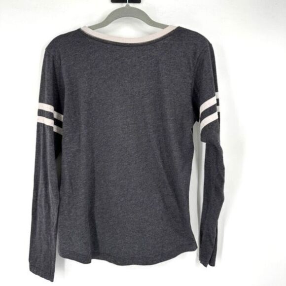 American Fighter Ringer Tee‎ Shirt Gray Long Sleeve Medium - Picture 3 of 11